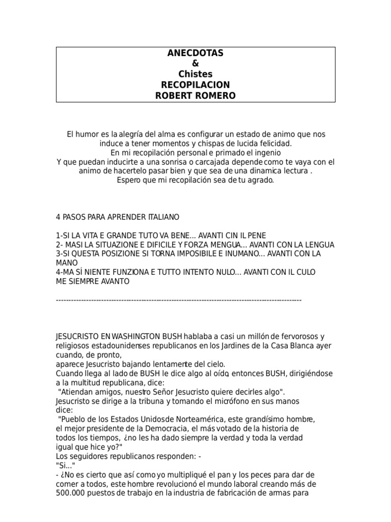 Anecdotas y Chistes, Por Robert Romero | PDF | Víspera | Adán, image size:768x1024