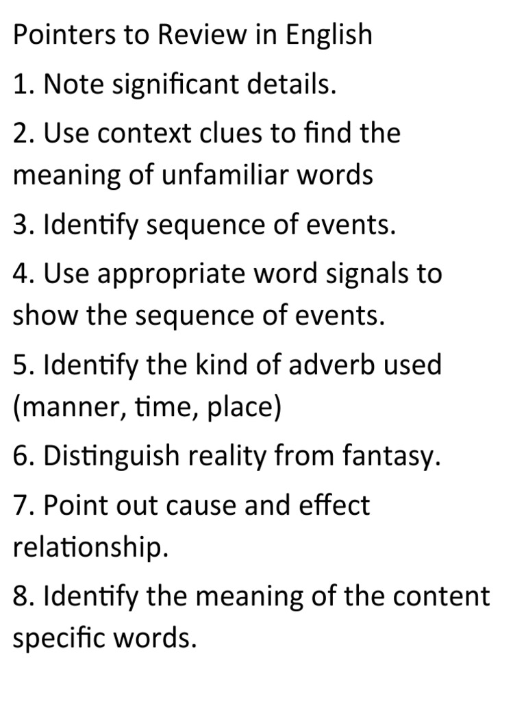 Grade 3 Review Pointers in English | PDF | Elementary Geometry ...