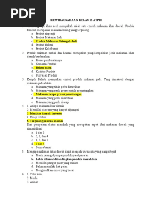Soal Kewirausahaan Kelas 12 Atph