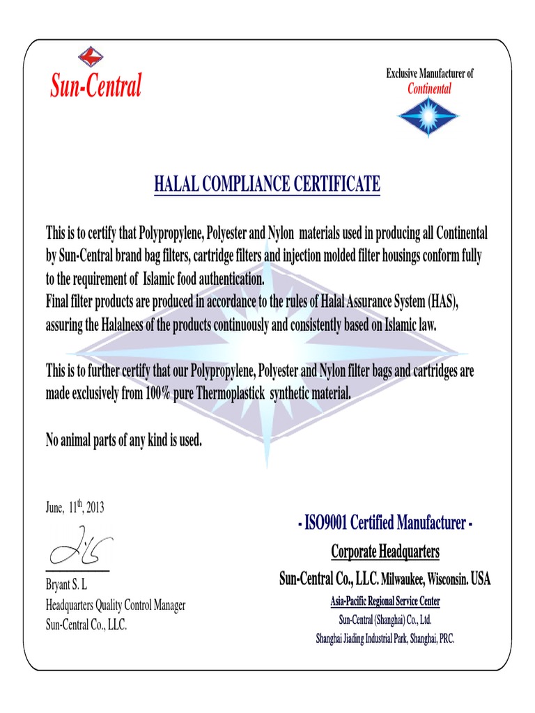 Halal Compliance for Filter Products | PDF | Plastic | Polymers
