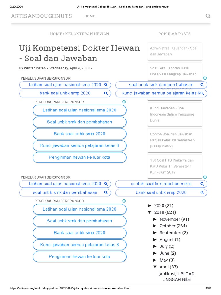 Uji Kompetensi Dokter Hewan Soal Dan Jawaban Artisandoughnuts
