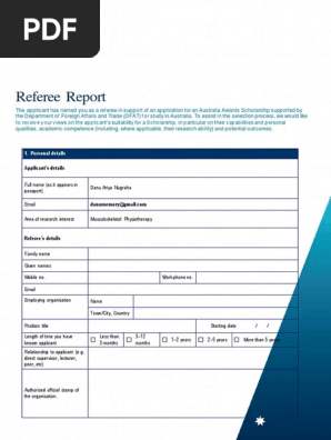Australia Awards Referee Form PDF | PDF | Mentorship | Psychological  Resilience