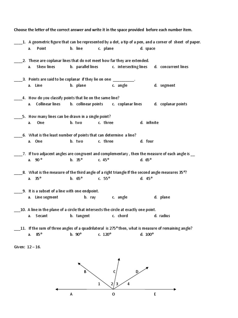 Fourth Periodical Test Math g7 WITH KEY ANSWER PDF Angle Triangle