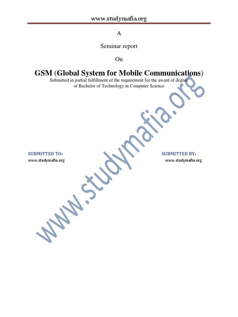 CSE GSM Report PDF | PDF | Gsm | Short Message Service