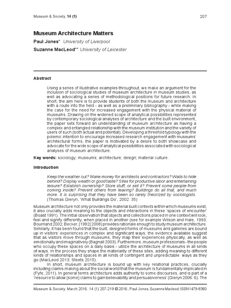 Museum Architecture Matters PDF | PDF | Museum | Sociology