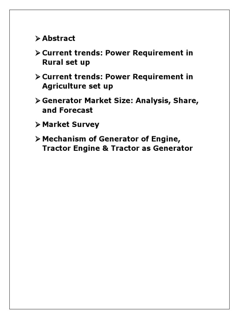Tractor Generator Final PDF Agricultural Machinery Engines
