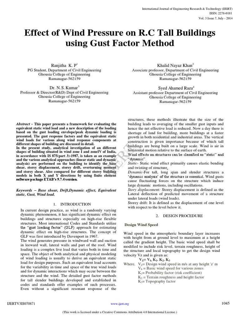 Effect of Wind Pressure On R.C Tall Buildings Using Gust Factor Method ...