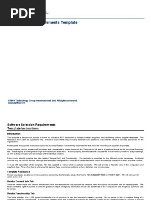 Erp Software Requirements Template Blank