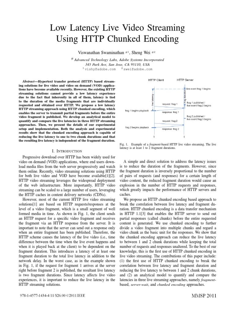 Low Latency Live Video Streaming Using HTTP Chunked Encoding | PDF ...