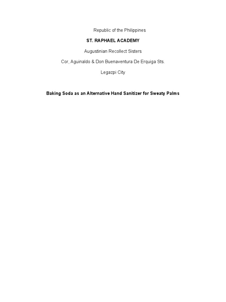 Baking Soda As An Alternative Hand Sanitizer For Sweaty Palms PDF