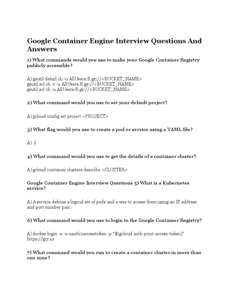 Google Container Engine Interview Questions and Answers PDF
