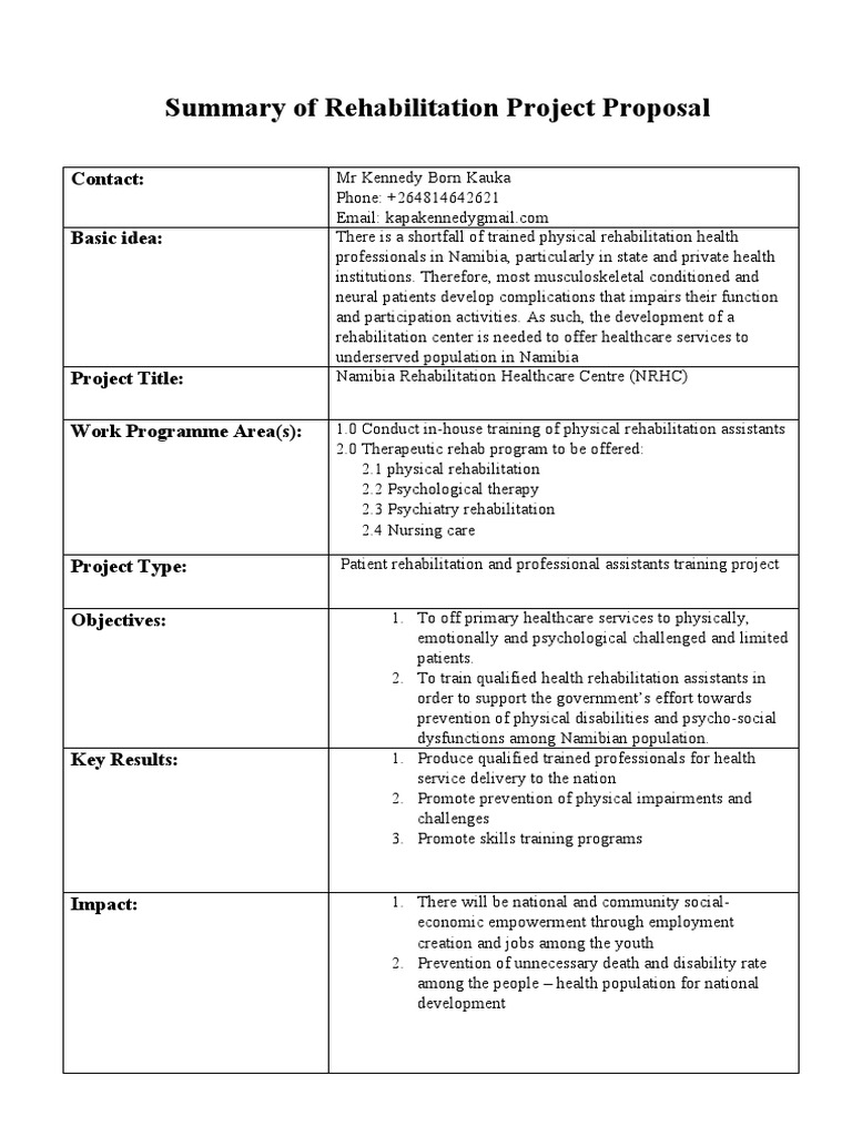 Rehabilitation Summary Project | PDF | Physical Therapy | Health Care