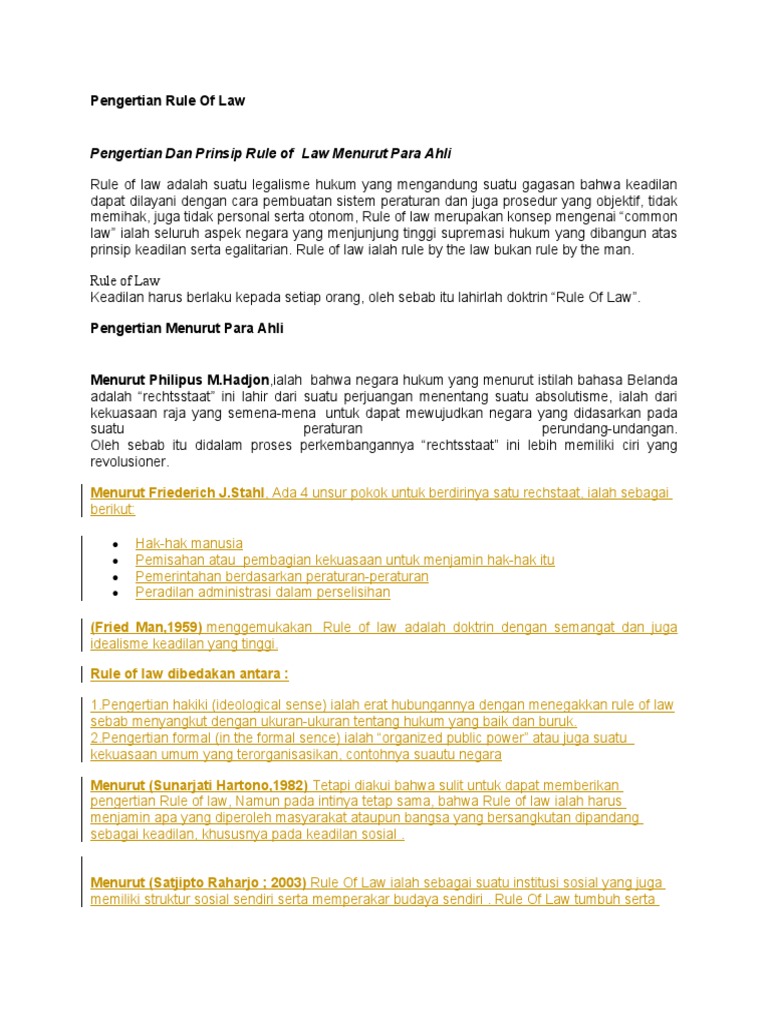 Pengertian Dan Prinsip Rule Of Law Pdf
