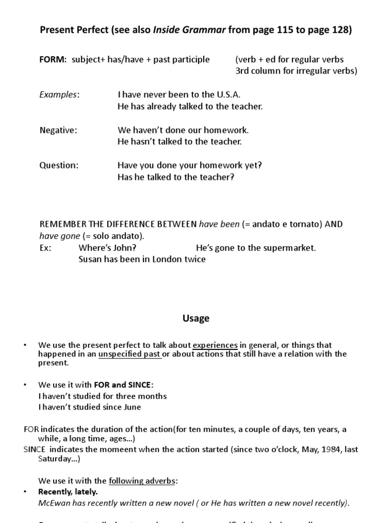 Present Perfect Tense Overview | PDF | Perfect (Grammar) | Languages