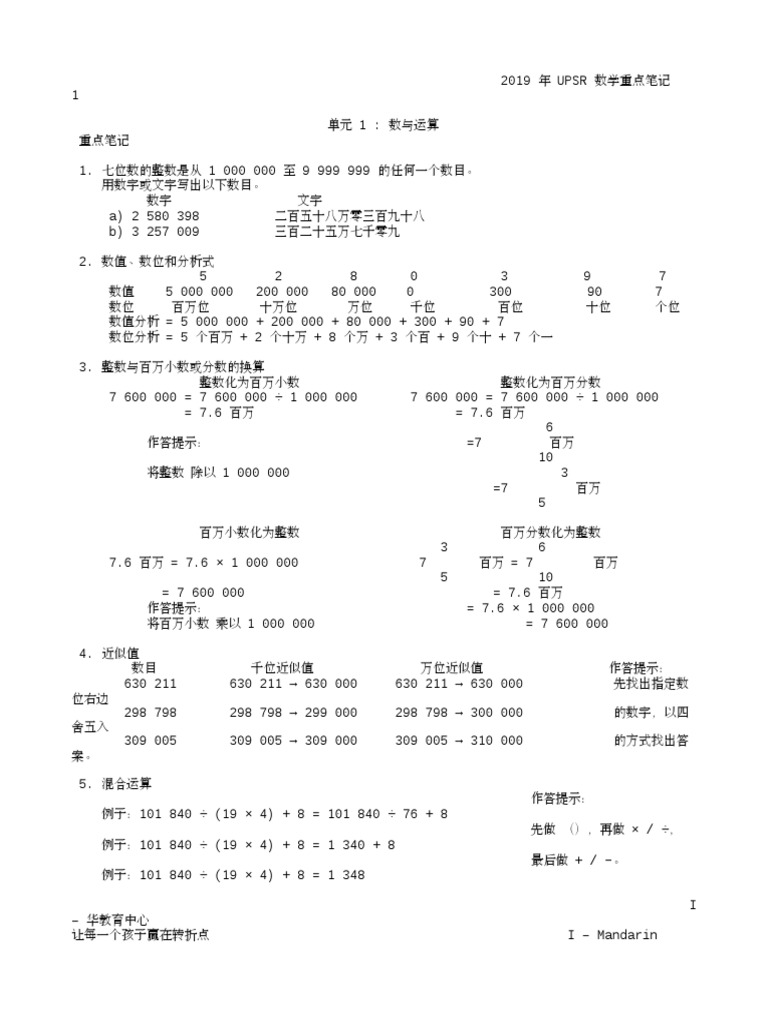436179093 2019 Upsr 数学重点笔记