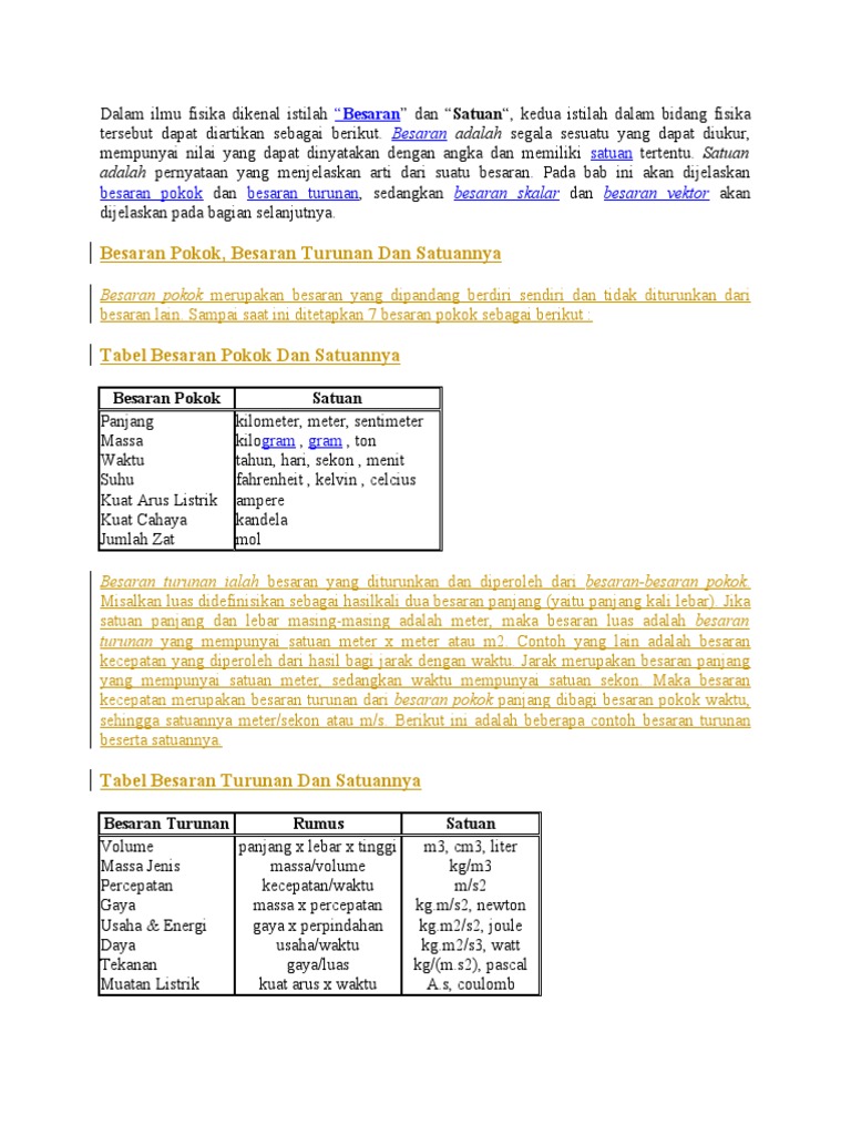 Makalah Besaran Dan Satuan Pdf