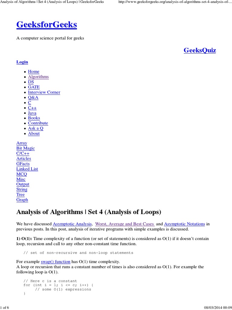 Analysis of Loops - Complexity | PDF | Time Complexity | Control Flow