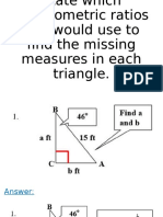 Solving Right Triangle Trigonometry - Activity