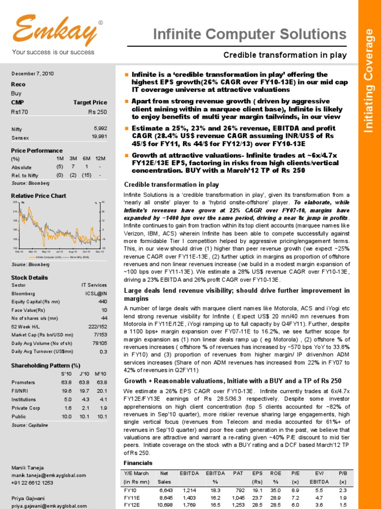 Infinite Computer Solutions: Buy Rating & Growth Analysis | PDF ...