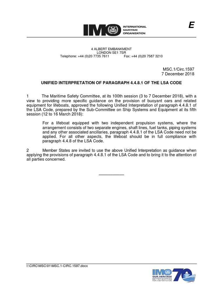 Unified Interpretation of LSA Code 4.4.8.1 | PDF
