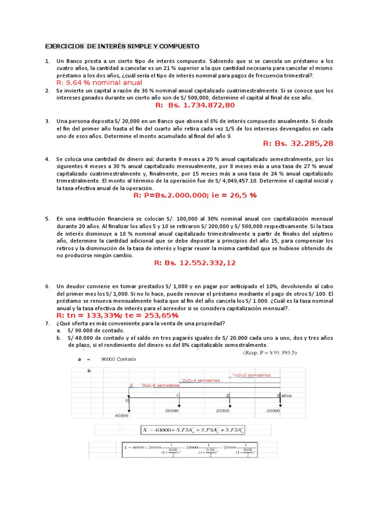 Ejercicios de Interés Simple y Compuesto | PDF | Interés | Tasas de interés
