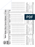 Open Water Diver Course Quizz and Exam Answer Sheet