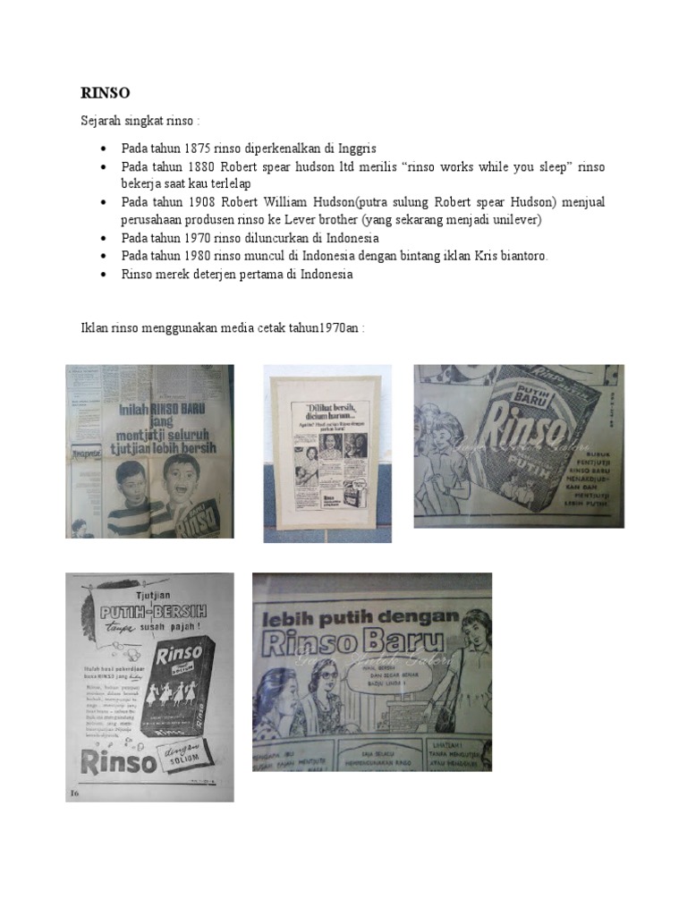 Sejarah dan Iklan Rinso di Indonesia | PDF