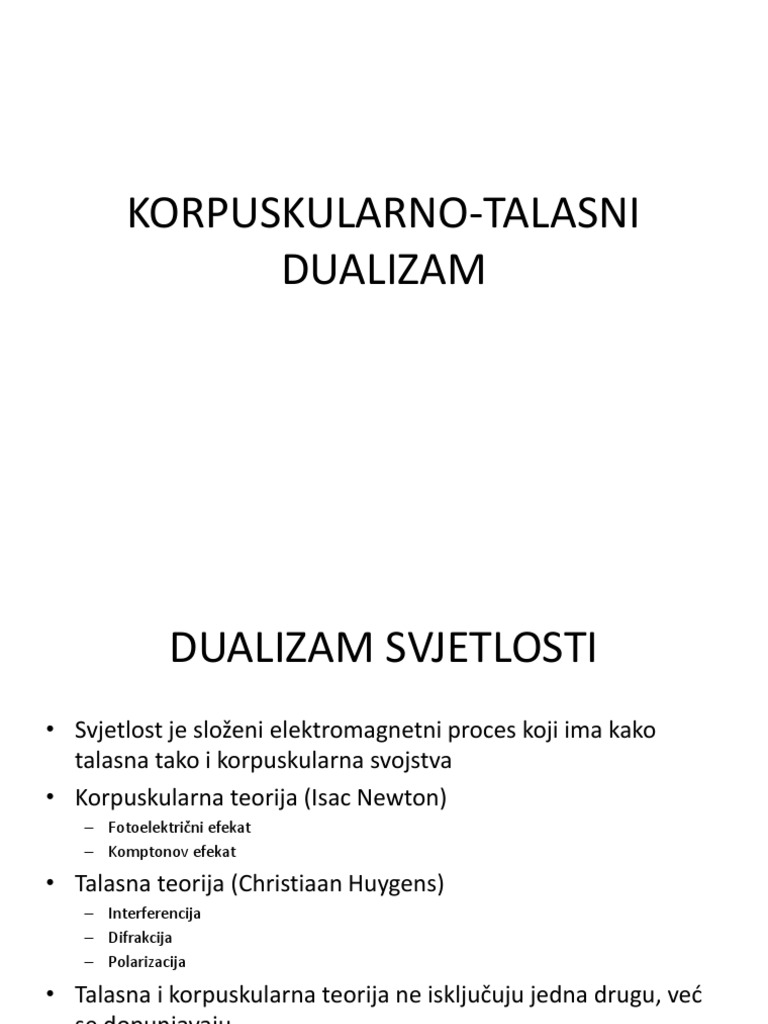 Korpuskularno Talasni Dualizam | PDF