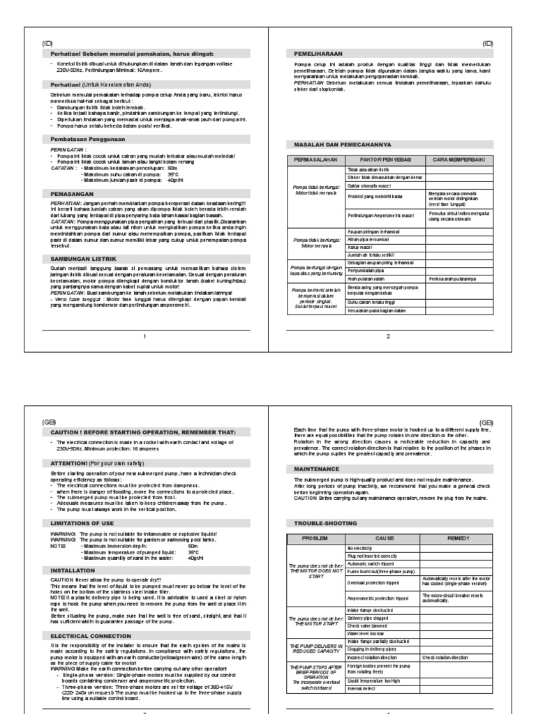 York Submersible Deep Water Pump Manual | PDF