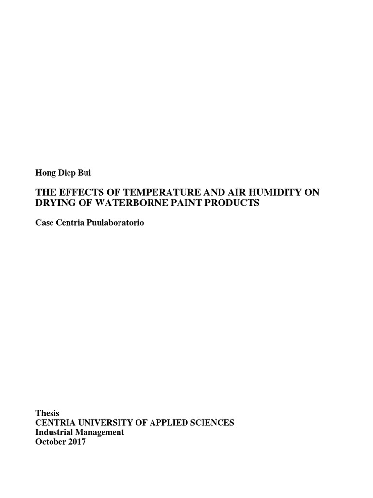 Effects of Temp and Humidity On Drying of Paint PDF PDF Varnish Paint