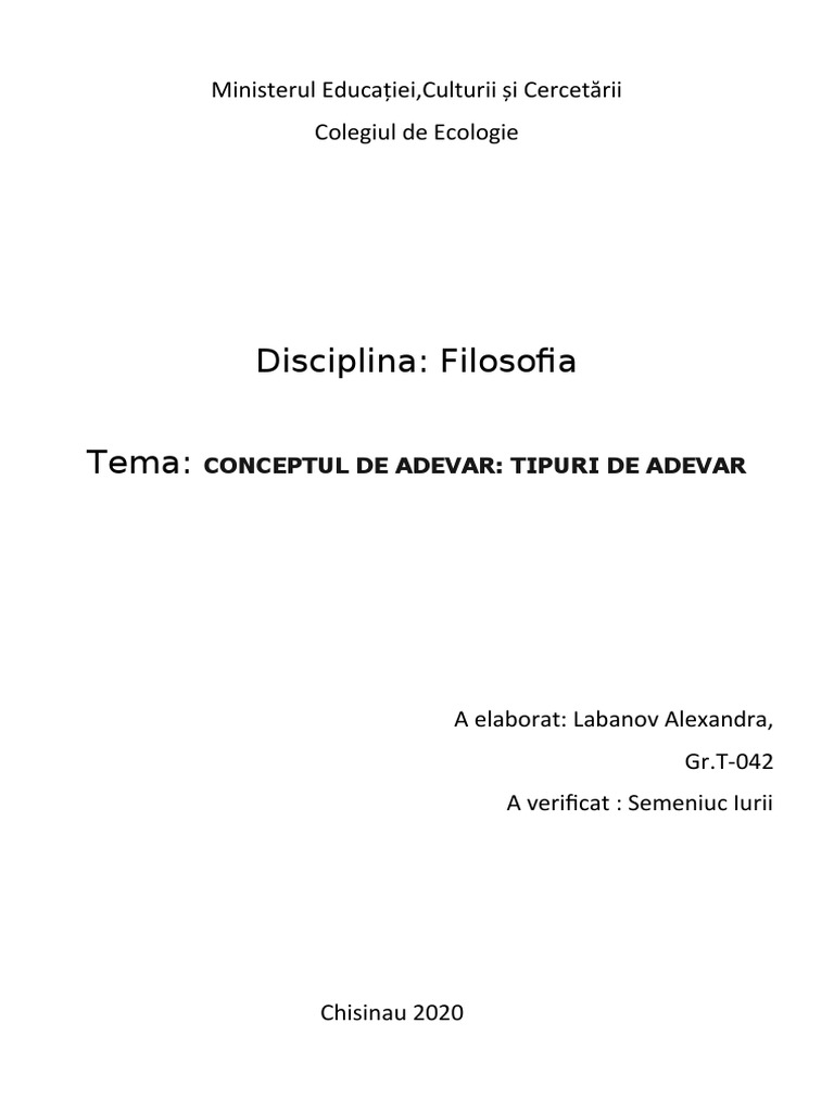 Conceptul de Adevar | PDF