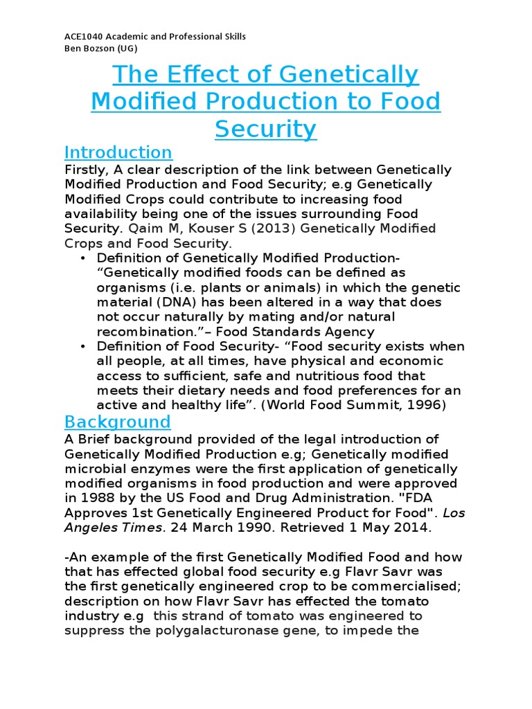 Food Security Essay Plan | PDF | Genetic Engineering | Genetically ...