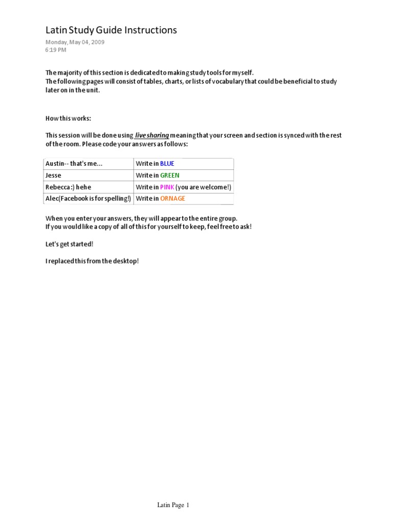 Latin Study Guide and Vocabulary Tools | PDF | Grammatical Gender ...
