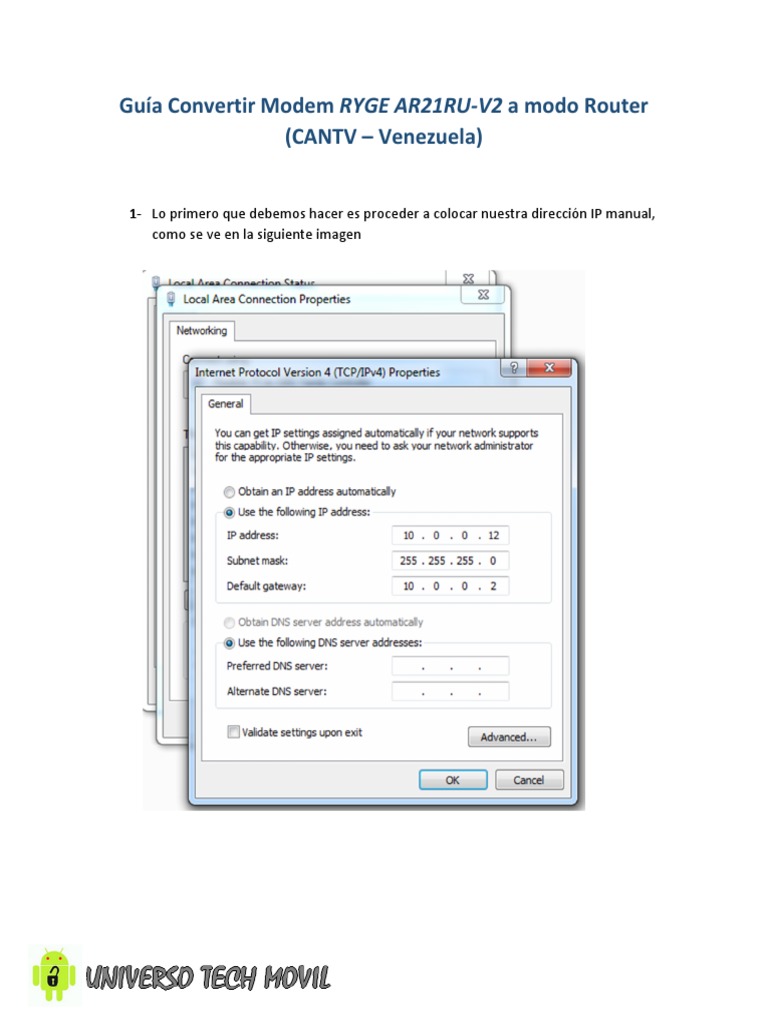 Convertir Modem Ryge Ar21ru A Router PDF