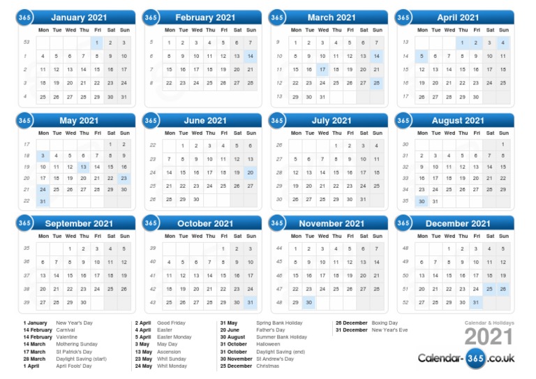 calendar-2021 | Easter | Holidays