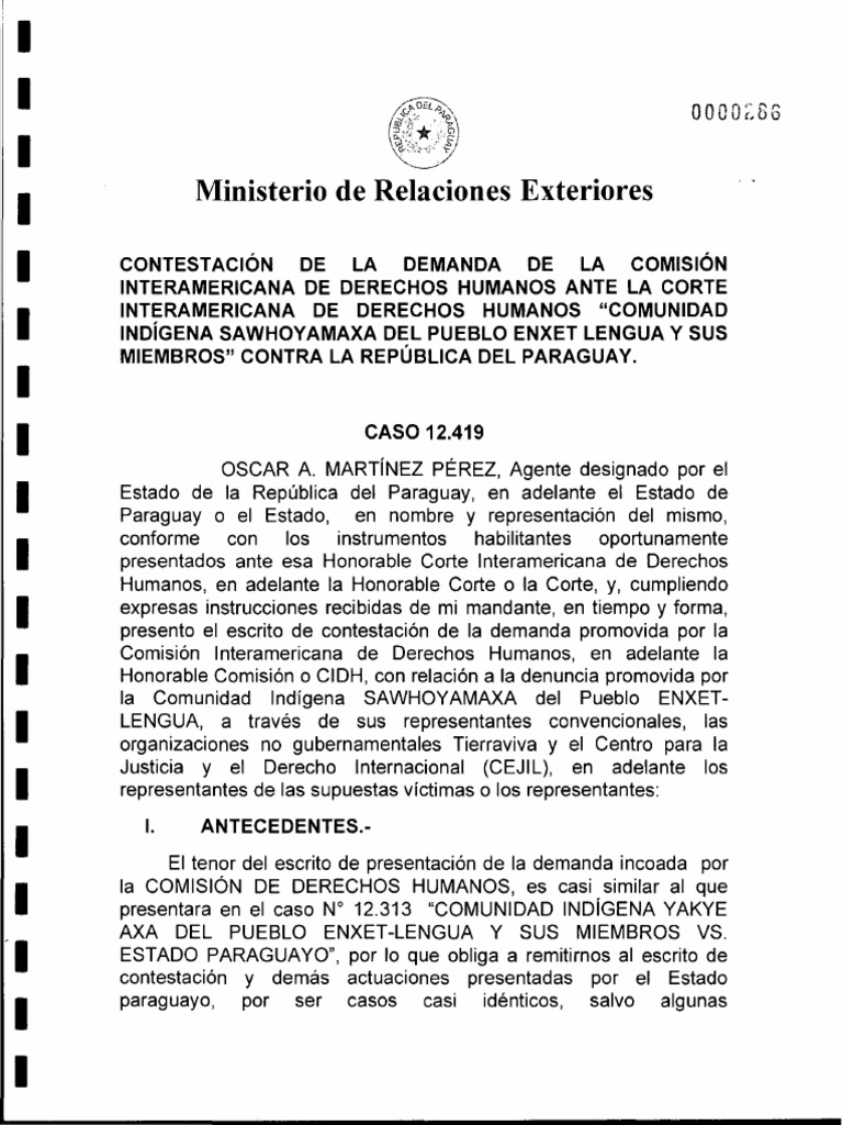 CONTESTACiÓN de LA DEMANDA de La Comision Interamericana de Derechos ...