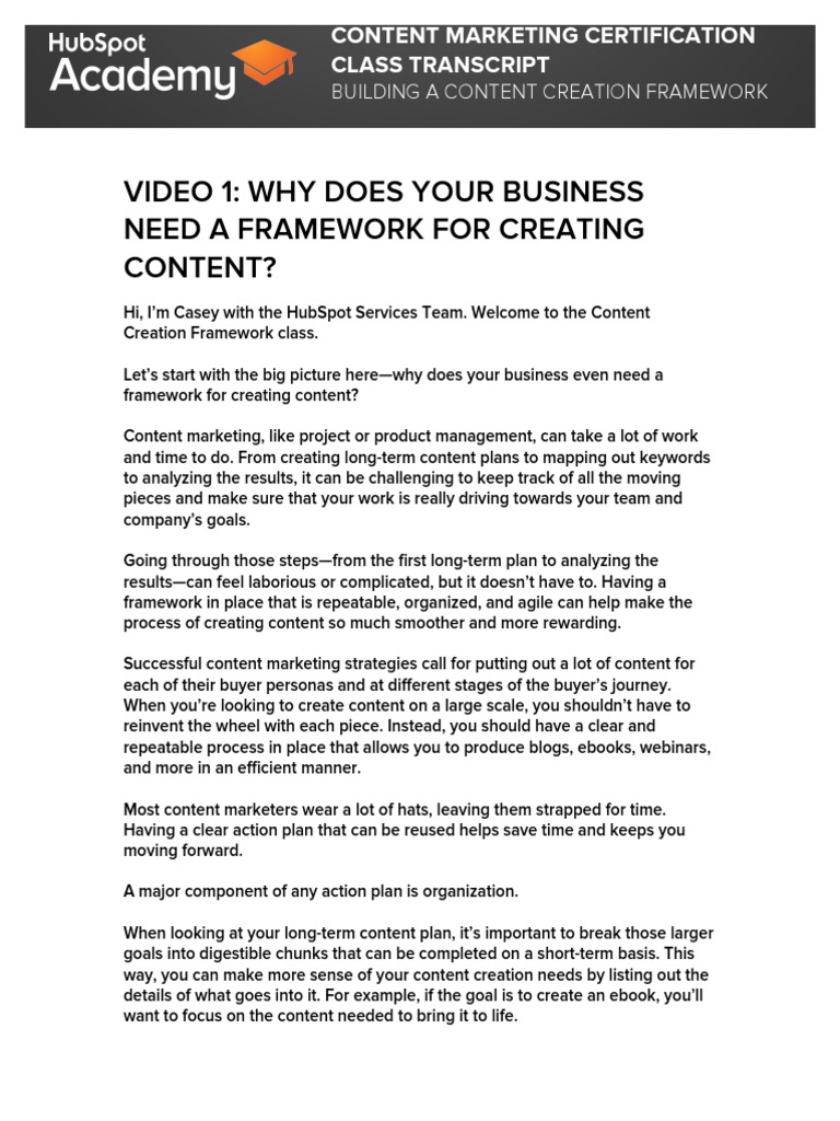 Class 05 CMC Building A Content Creation Framework PDF | PDF ...