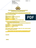 Contoh Surat Tanda Penerima Laporan Kehilangan Barang Model C 1 PDF
