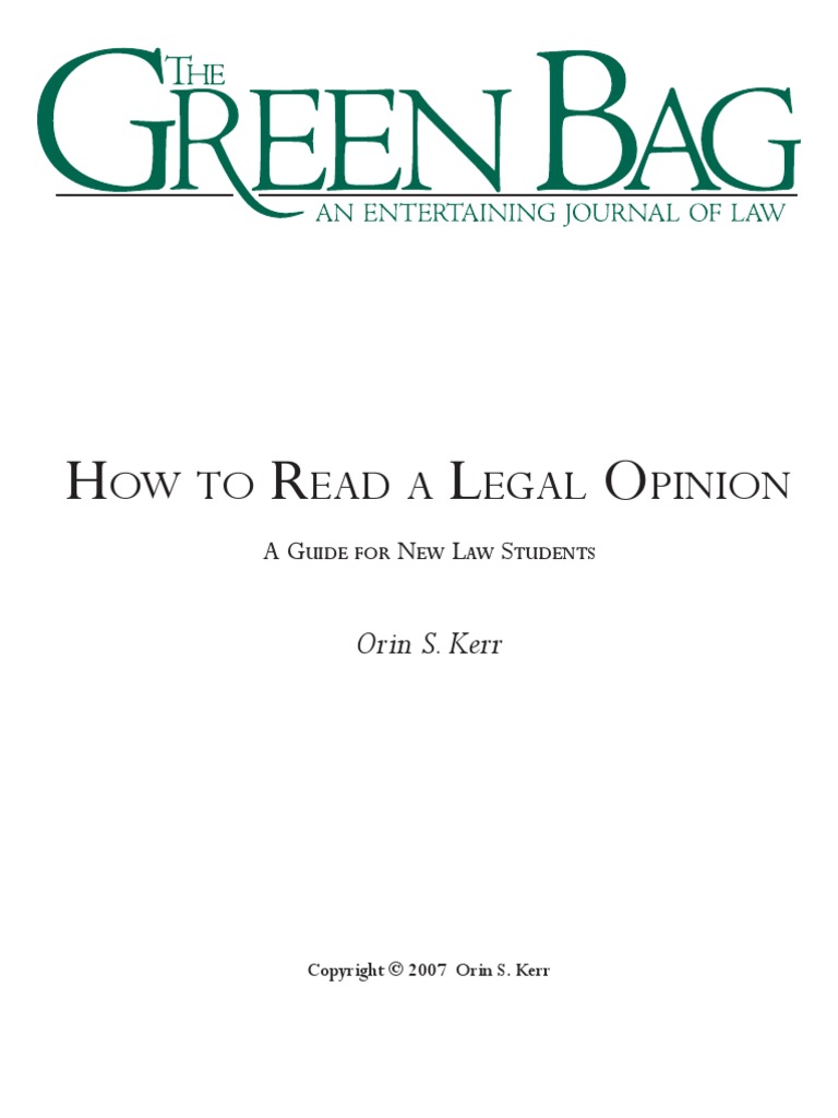 Orin S Kerr - How To Read A Legal Opinion | PDF | Politics | Law
