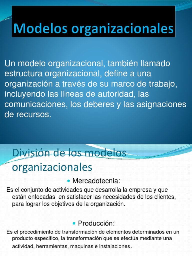 Modelos Organizacionales y Ejes Clave | PDF | Planificación | Gestión ...