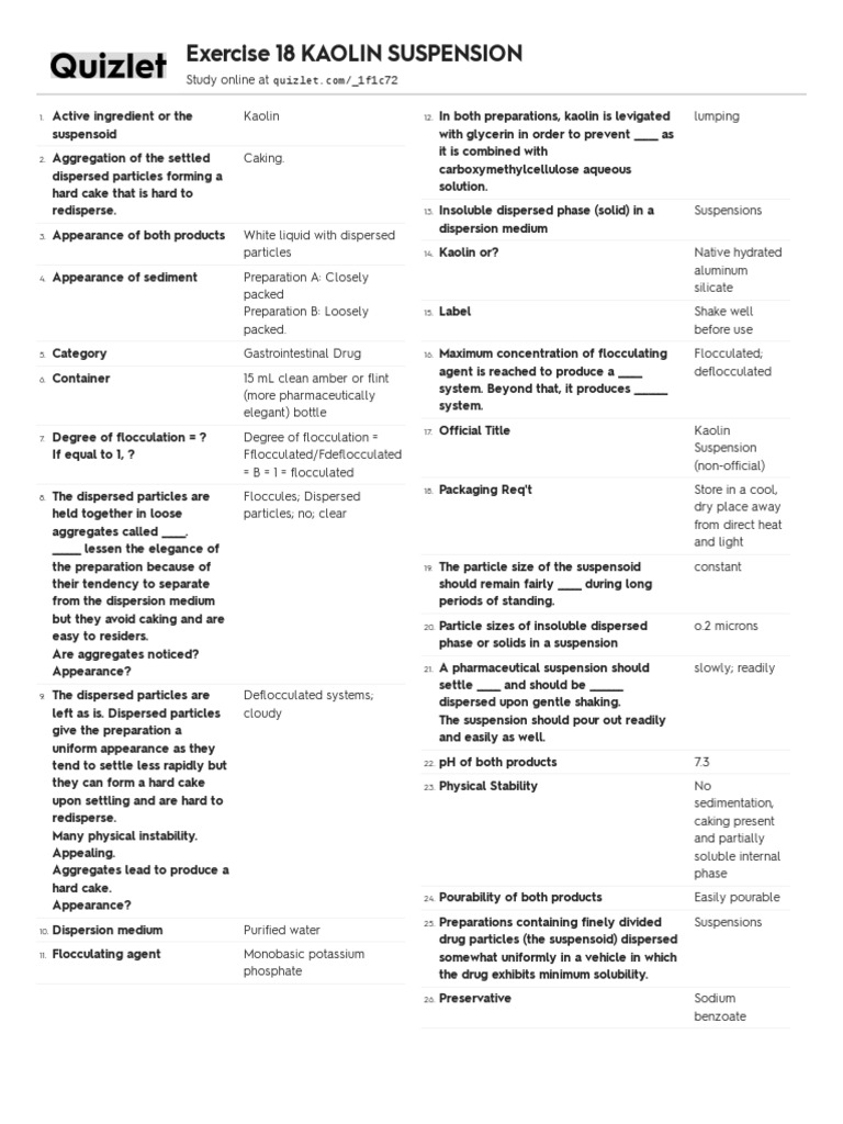 Quizlet Download Free PDF Suspension (Chemistry) Colloid