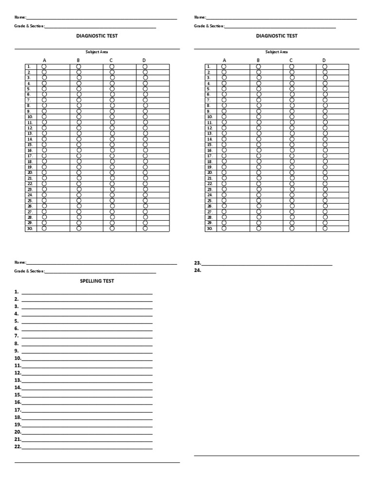 Test Answer Sheet | PDF | Tests | Student Assessment And Evaluation