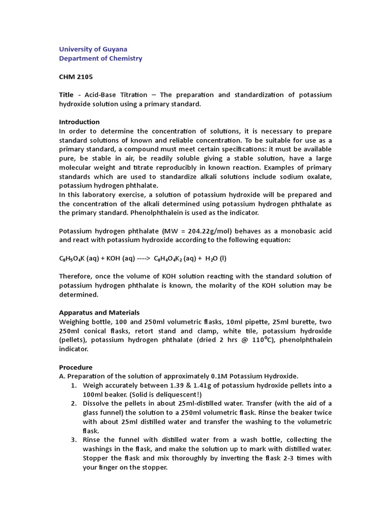 Acid Base Titration 1 | PDF | Titration | Chemistry
