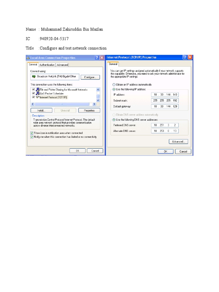 Network Connection Configuration Guide | PDF | Computers