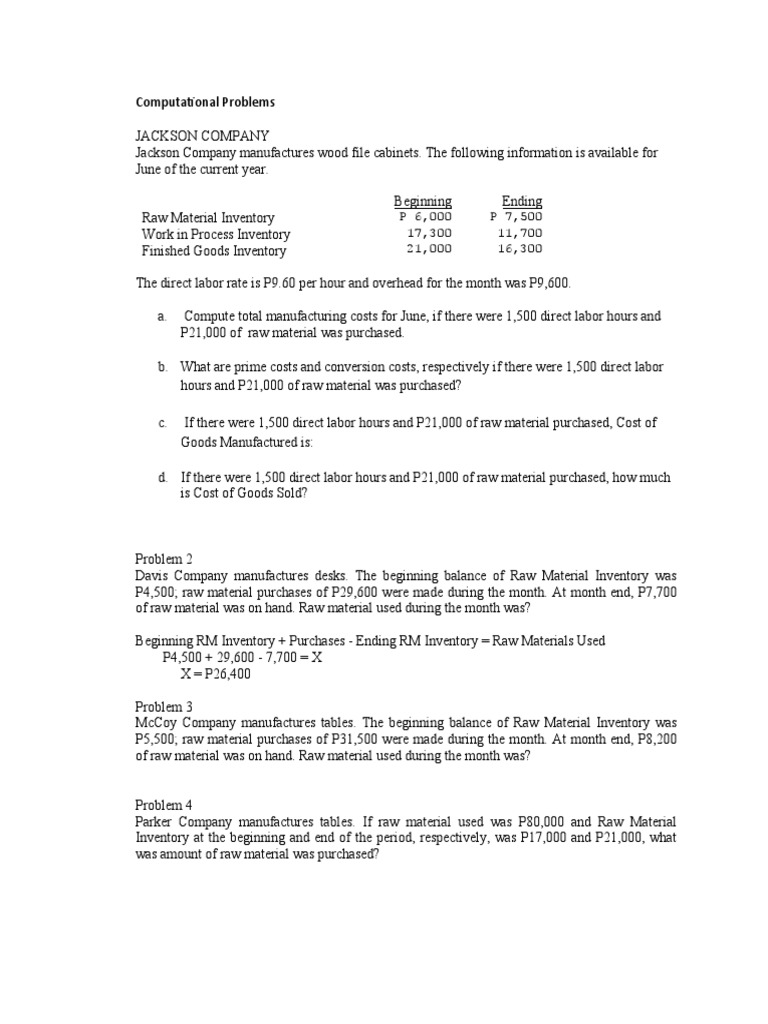EX3 Computations and Problems | PDF | Cost Of Goods Sold | Inventory