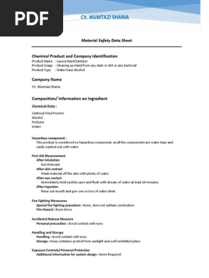 Hand Sanitizer Msds Pdf