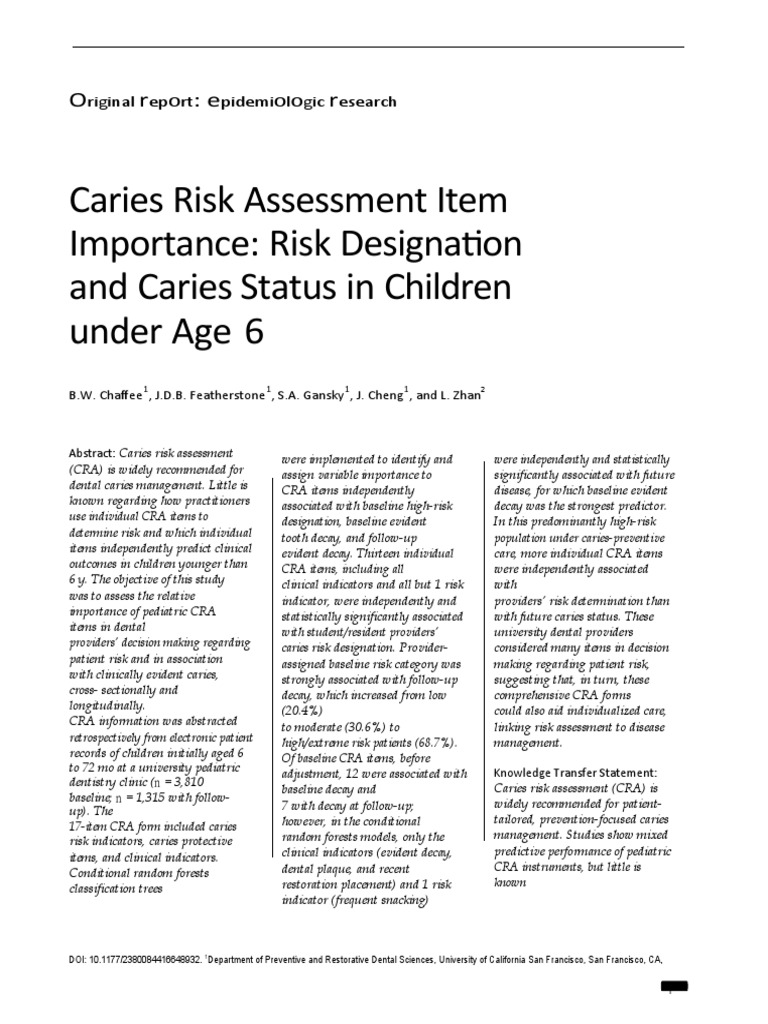 10.1177 2380084416648932 | PDF | Statistical Classification | Risk