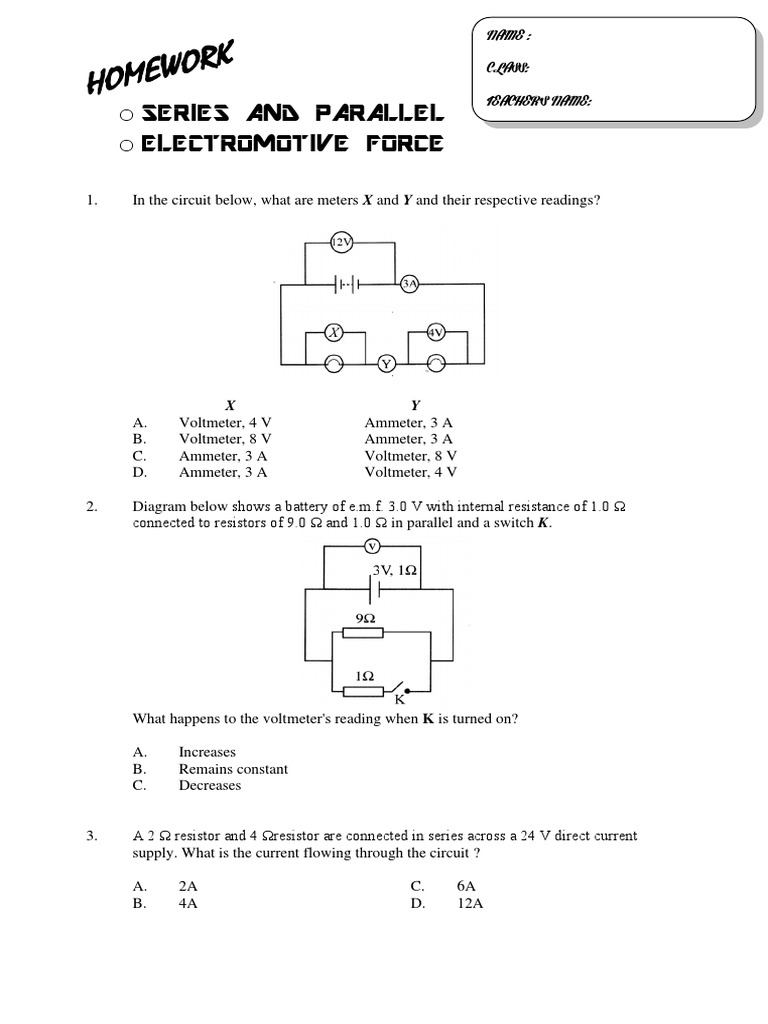 Worksheet series circuit problems, episode 903 image
