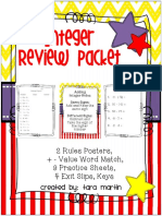 Integerreviewexitslipspracticesheetsforpositiveandnegativenumbers PDF