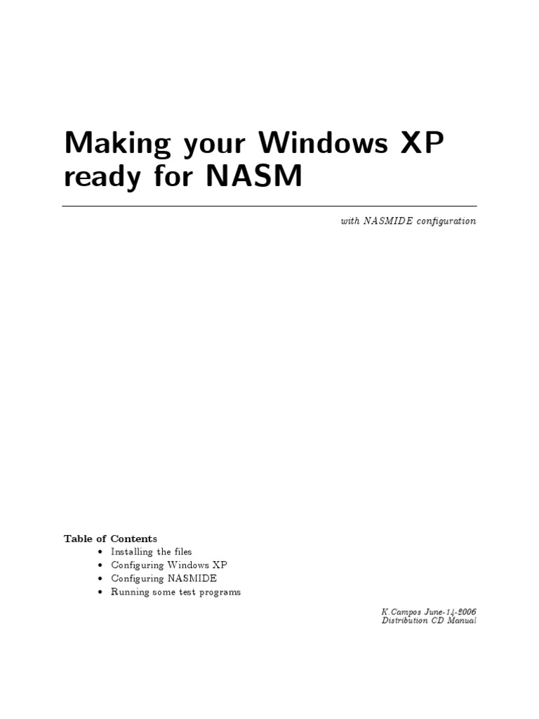 Configuring NASM on Windows XP | PDF | Microsoft Windows | Windows Xp